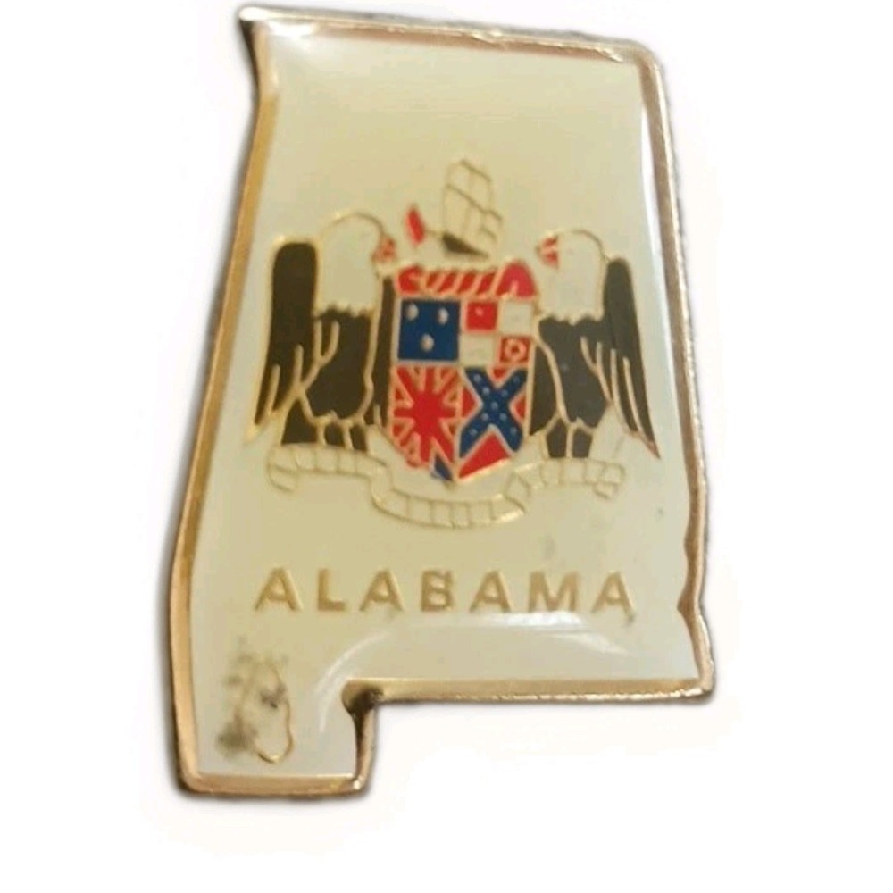 Alabama State Seal Souvenir Lapel Hat Pin Pinback Gold Tone Travel Collectible